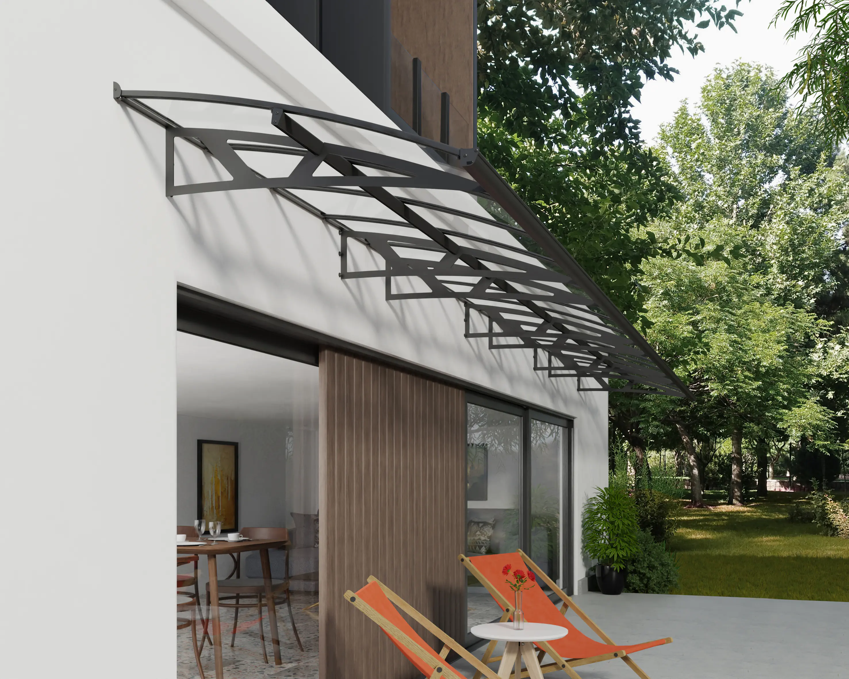 Canopia Vordach Amsterdam 8920 Grau Alu 892 x 139 cm