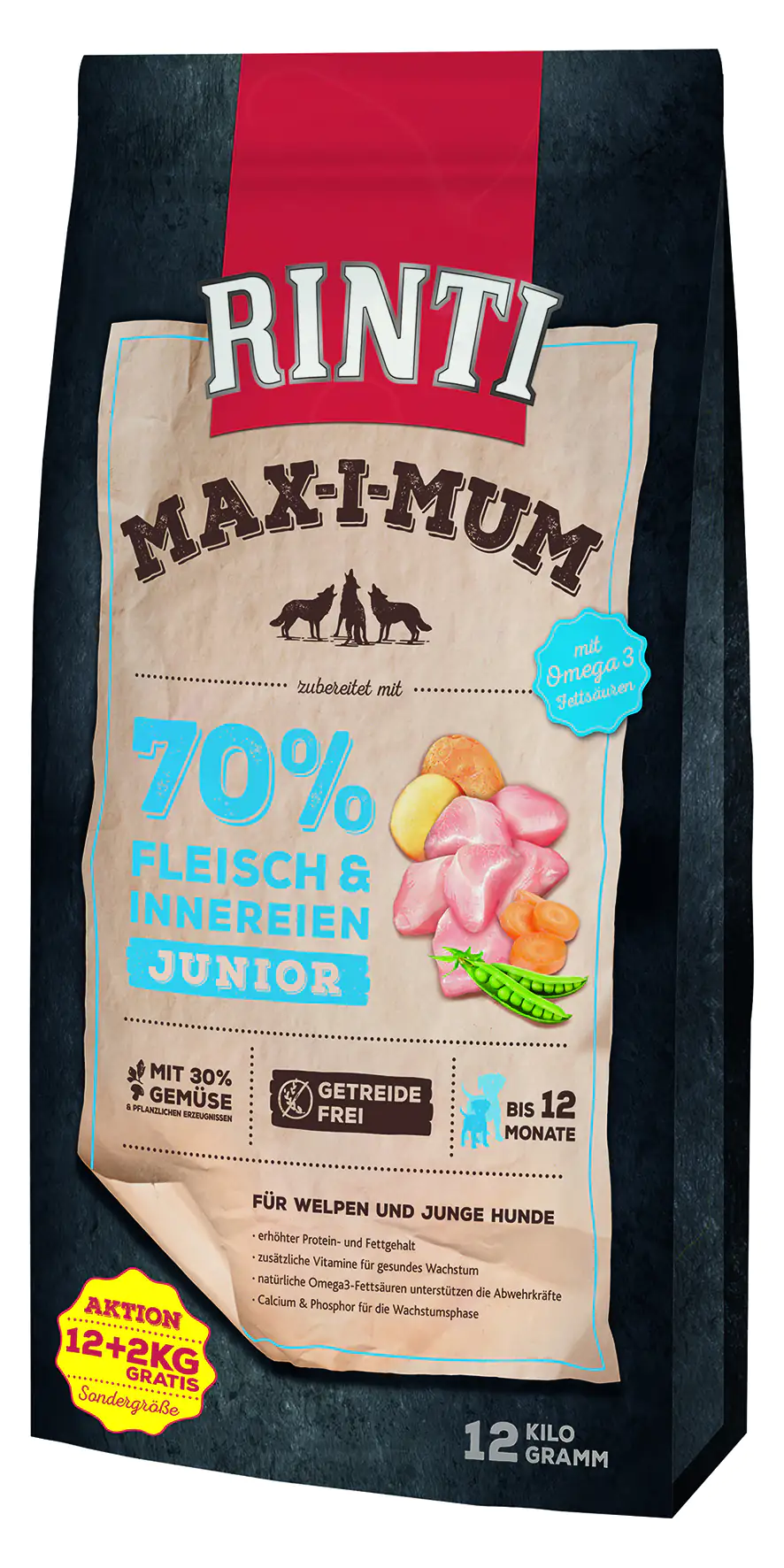 Rinti Max-i-Mum Pansen – Trockenfutter Für Hunde, 2 X 12 Kg, Mit Frischem Geflügel & Pansen