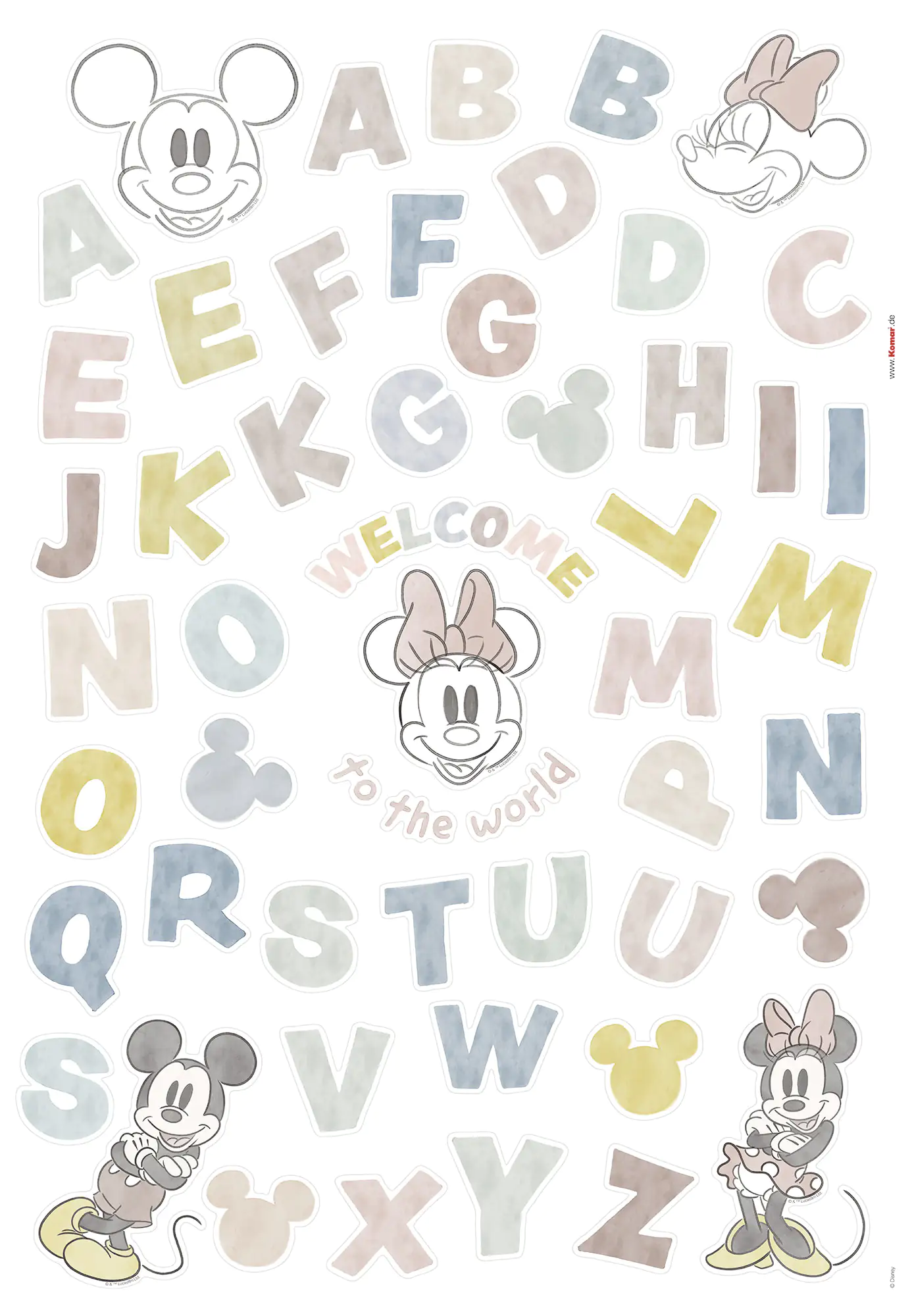 Komar Dekosticker Mickey Alphabet 50 x 70 cm Komar Dekosticker Mickey Alphabet 50 x 70 cm