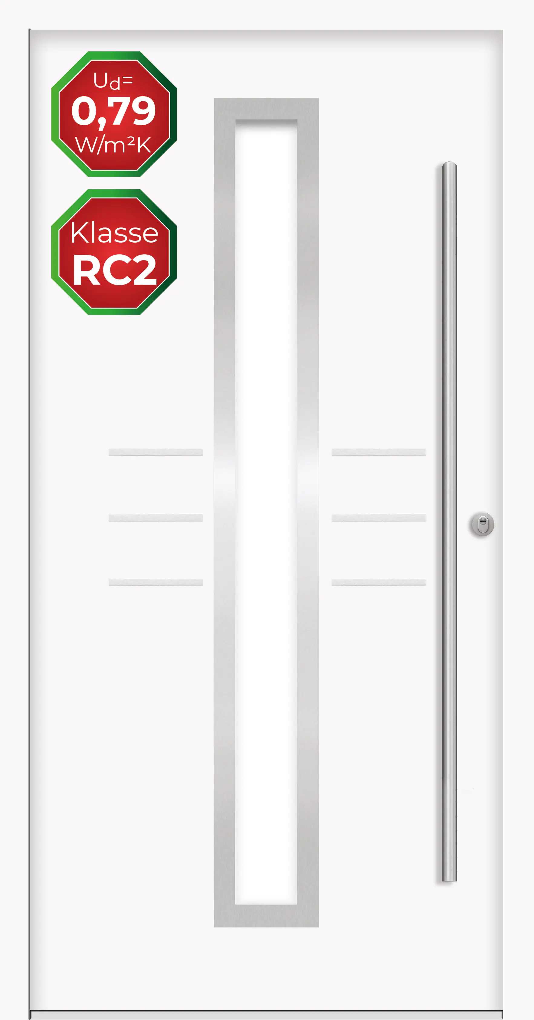 Splendoor Haustür Passivedoor Premium B07 RC2 Weiß DIN Rechts 100 x 210 cm