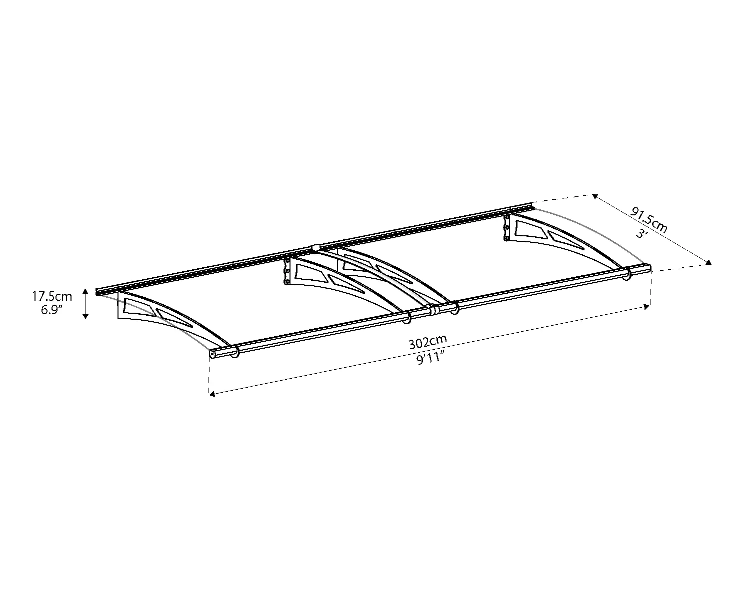 7290108131239_6 Canopia Vordach Aquila 3000 302,5 x 91,5 x 17,5 cm