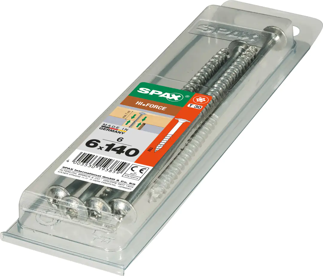 Spax Holzbauschrauben 6.0 x 140 mm TX 30 Zylinderkopf - 6 Stk. Spax Holzbauschrauben 6.0 x 140 mm TX 30 Zylinderkopf - 6 Stk.