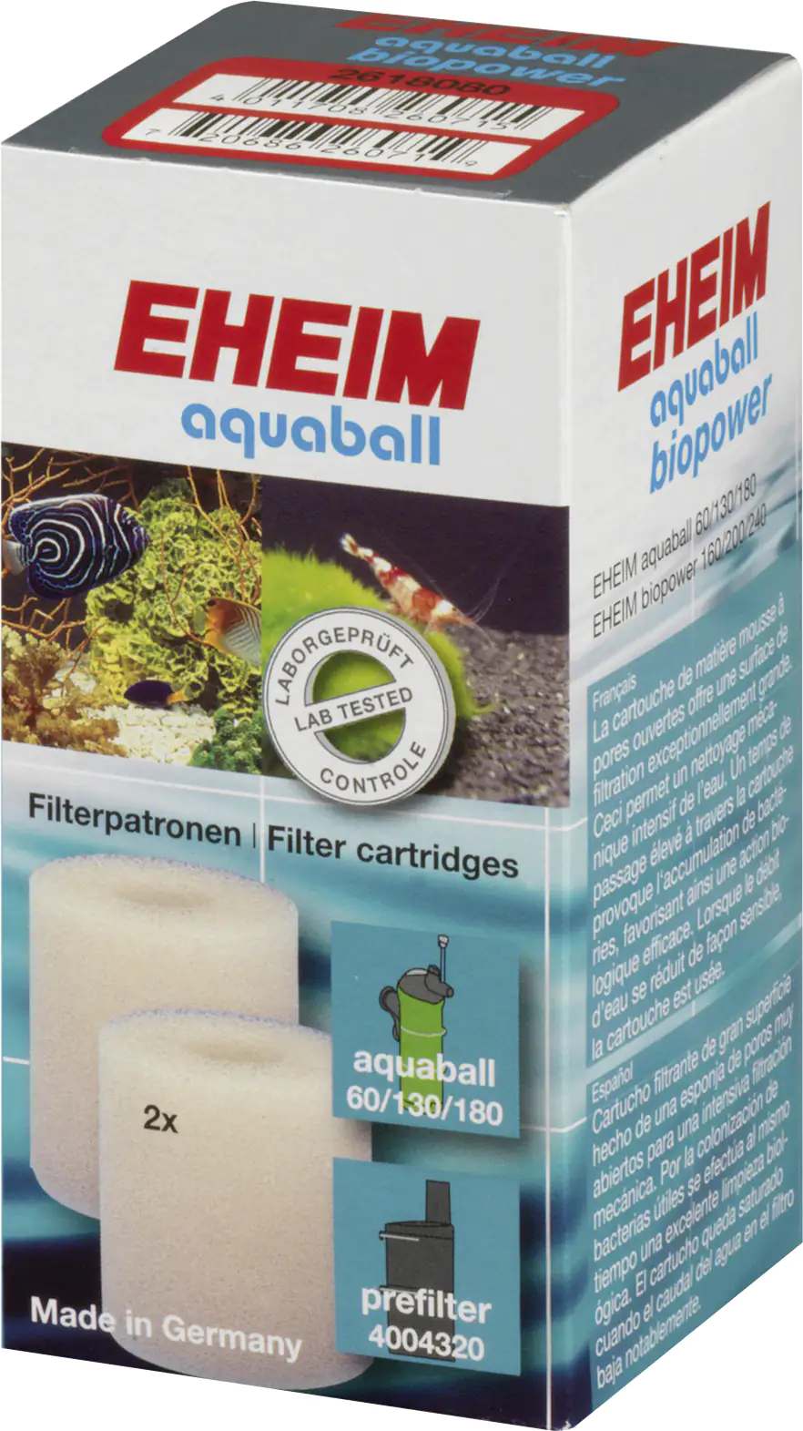 Eheim Filterpatrone für Aquaball 60/130/180 und Biopower 160/200/240 - 2 Stück Eheim Filterpatrone für Aquaball 60/130/180 und Biopower 160/200/240 - 2 Stück