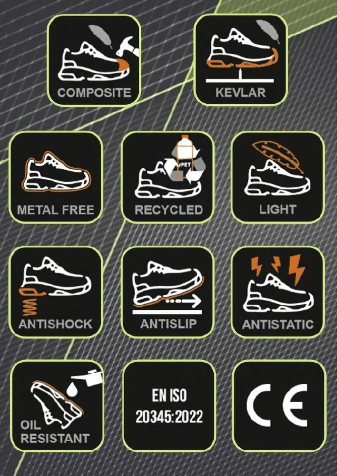 Sicherheitsstiefel Ecostar Mid S1P schwarz-neongrün Sicherheitsstiefel Ecostar Mid S1P schwarz-neongrün