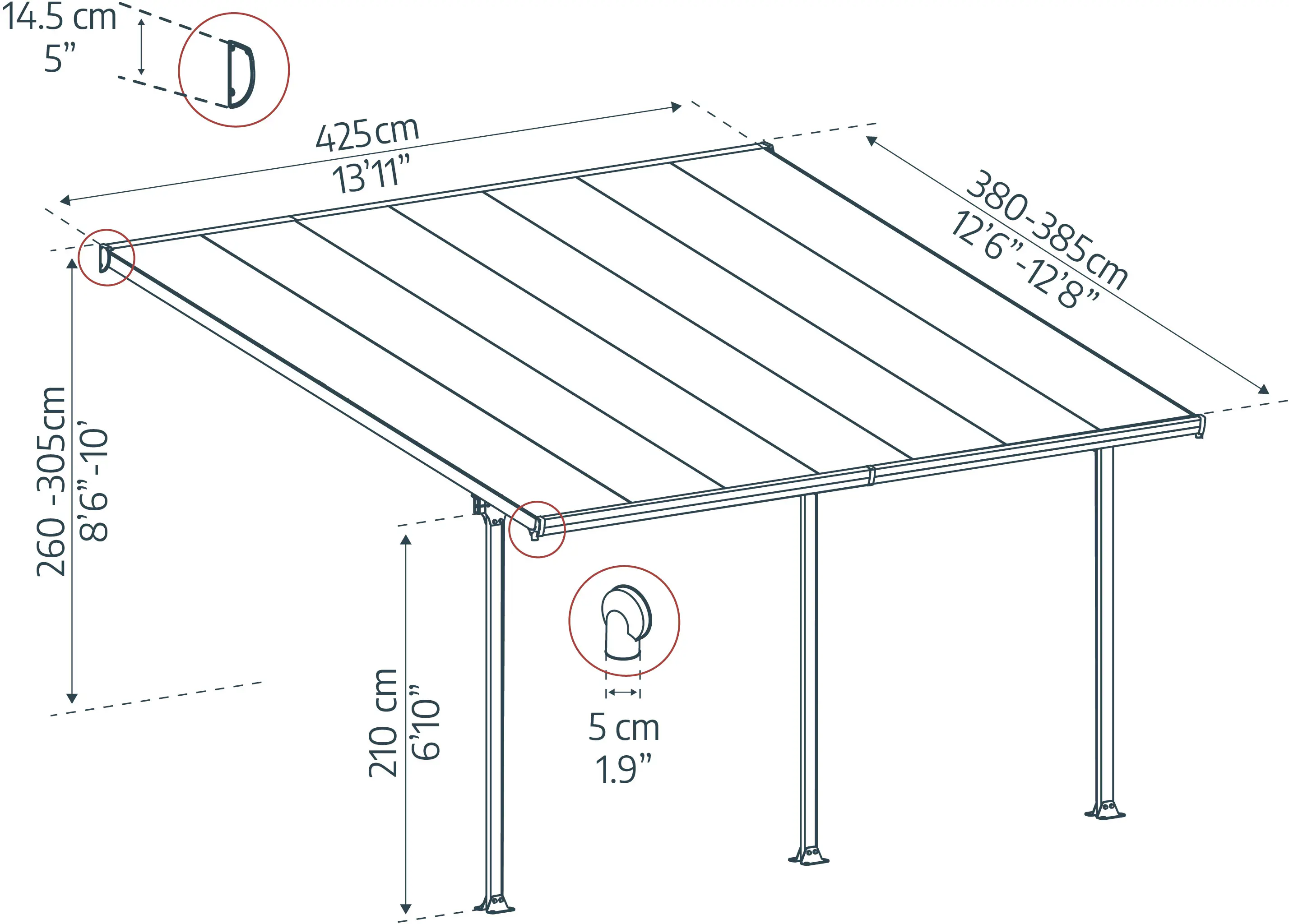 Canopia Terrassenüberdachung Feria 400 x 420 cm anthrazit