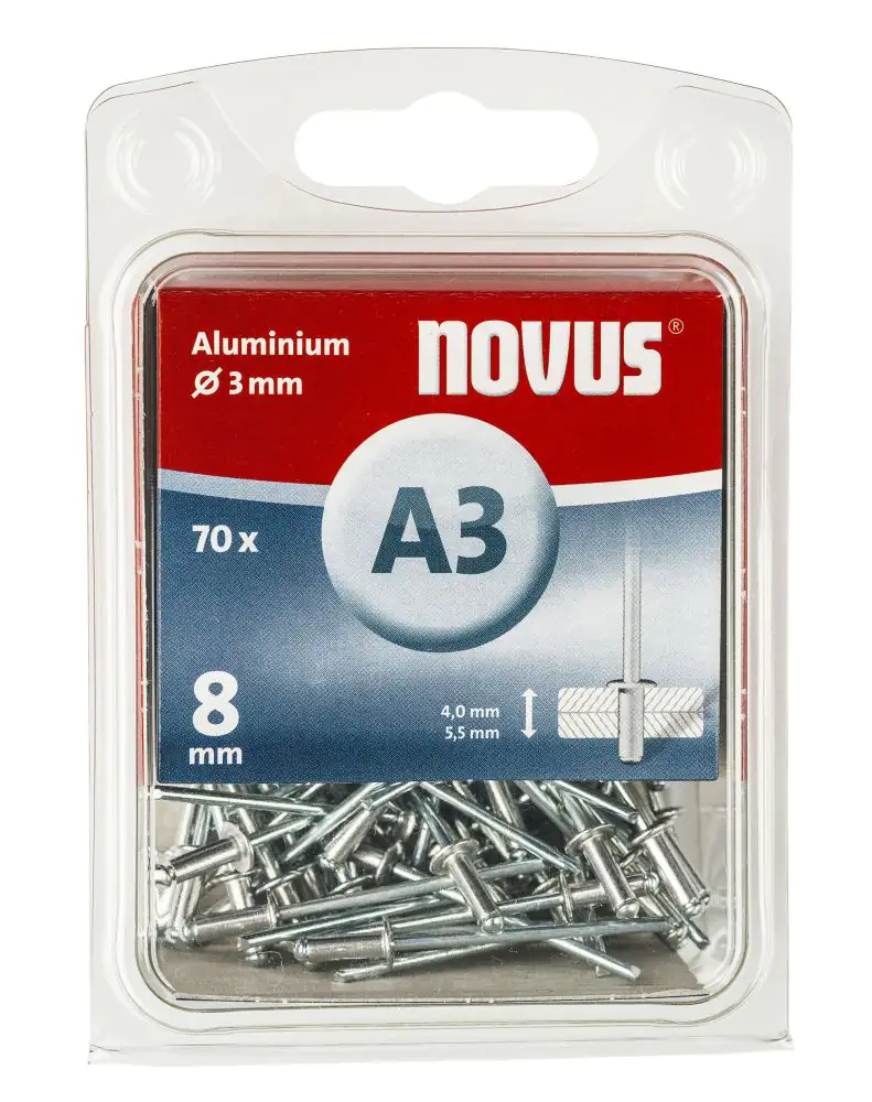 Novus Blindnieten Typ A3/8 Aluminium 70 Stück