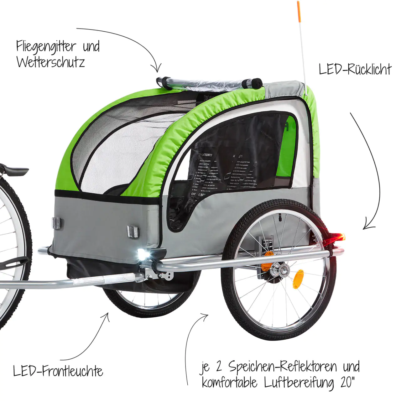 4008153863882_2 Fischer Kinder-Fahrradanhänger Komfort für 1 - 2 Kinder