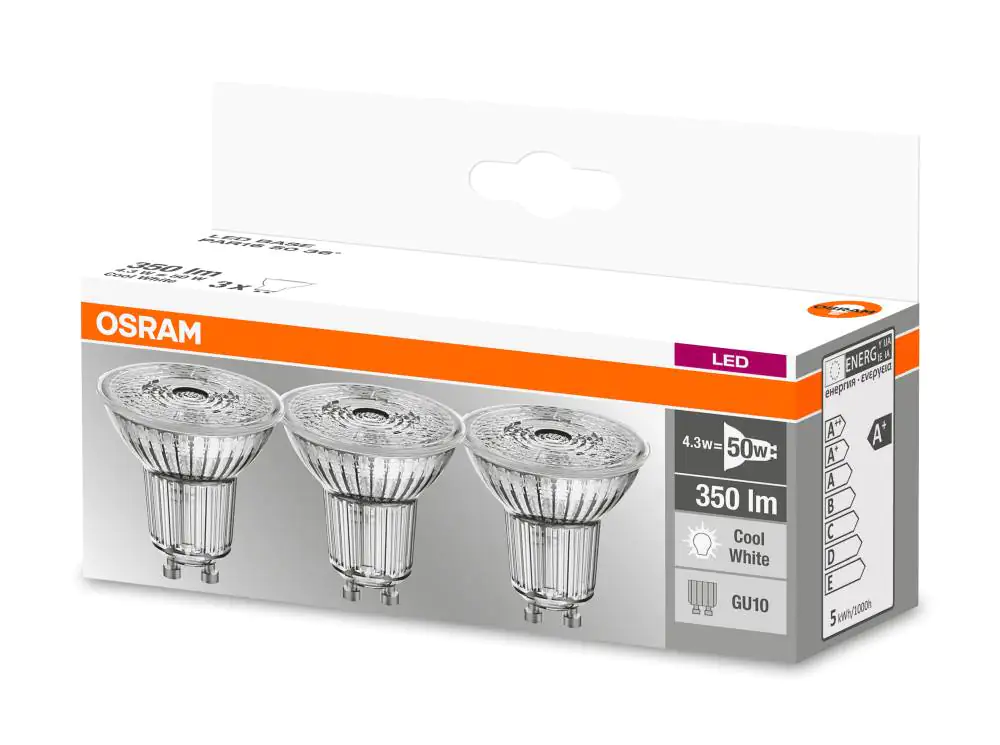 Osram LED Reflektor Base PAR 16 GU 10 - 4,3 W 3er Pack