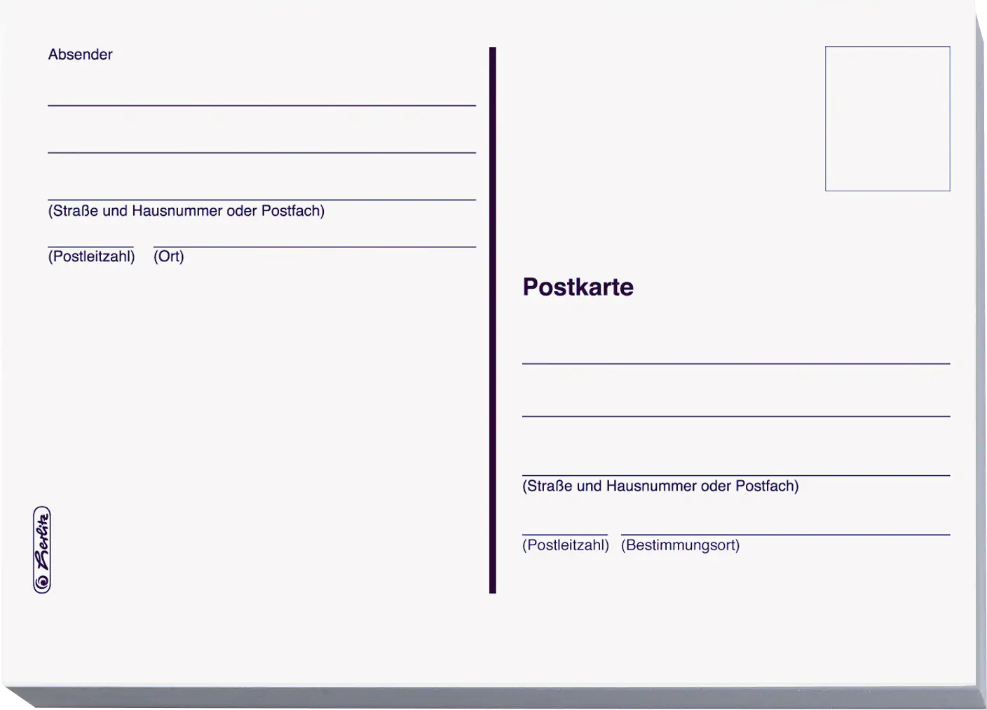 herlitz Postkarte A6 20er Heft geblockt