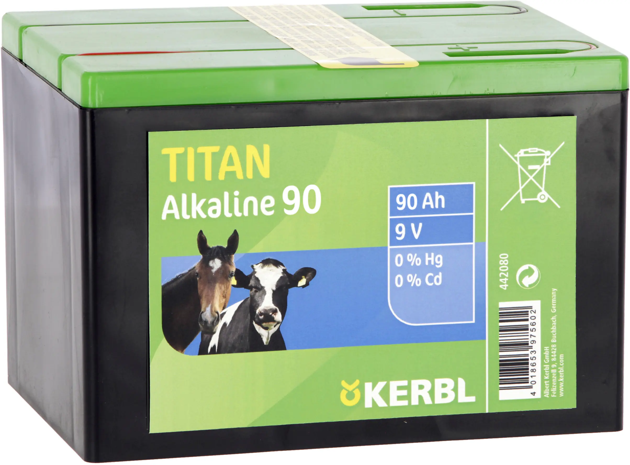 Kerbl Titan Alkaline Batterie 9 V, 90 Ah