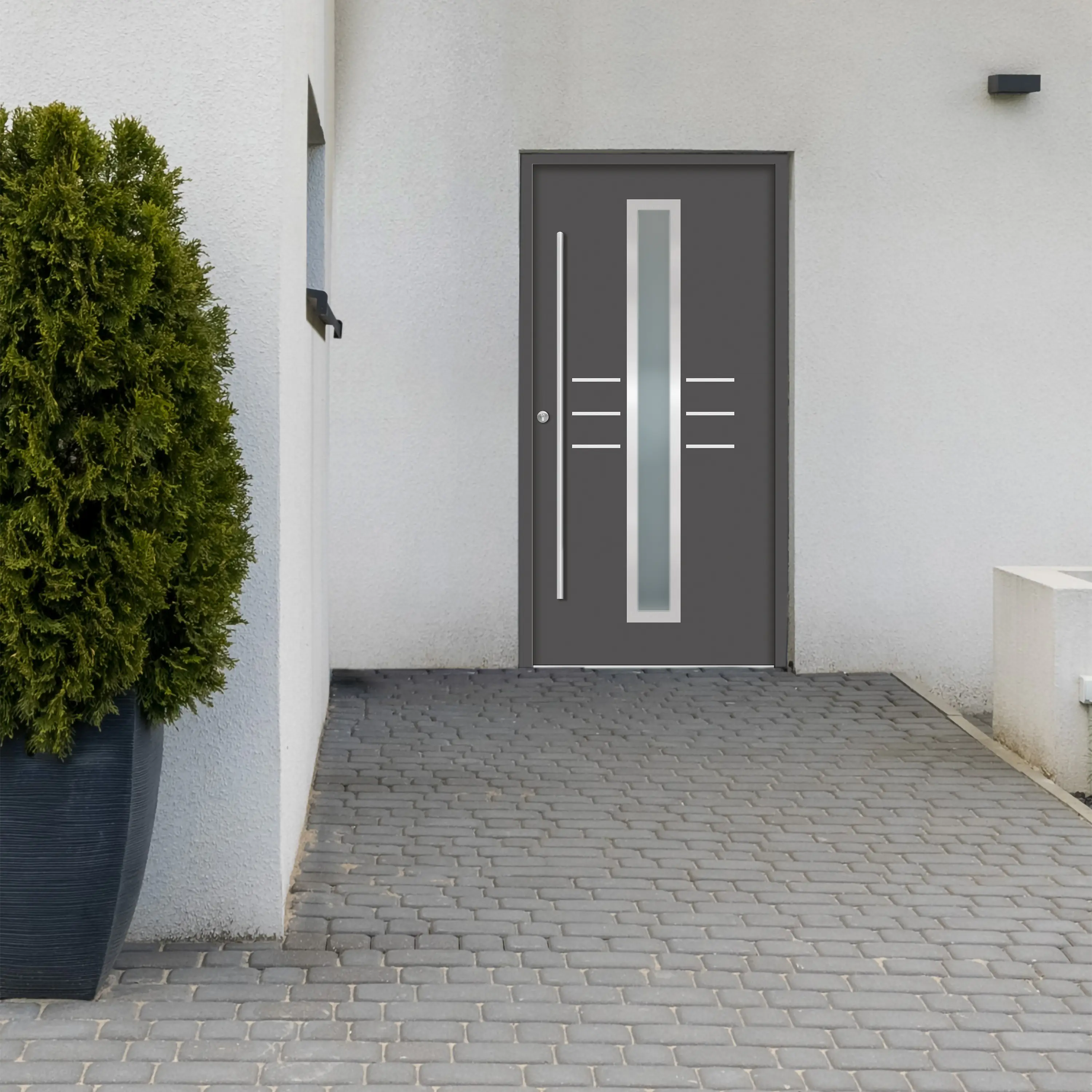 Splendoor Haustür Passivedoor Premium B07 Anthrazit DIN Links 110 x 210 cm