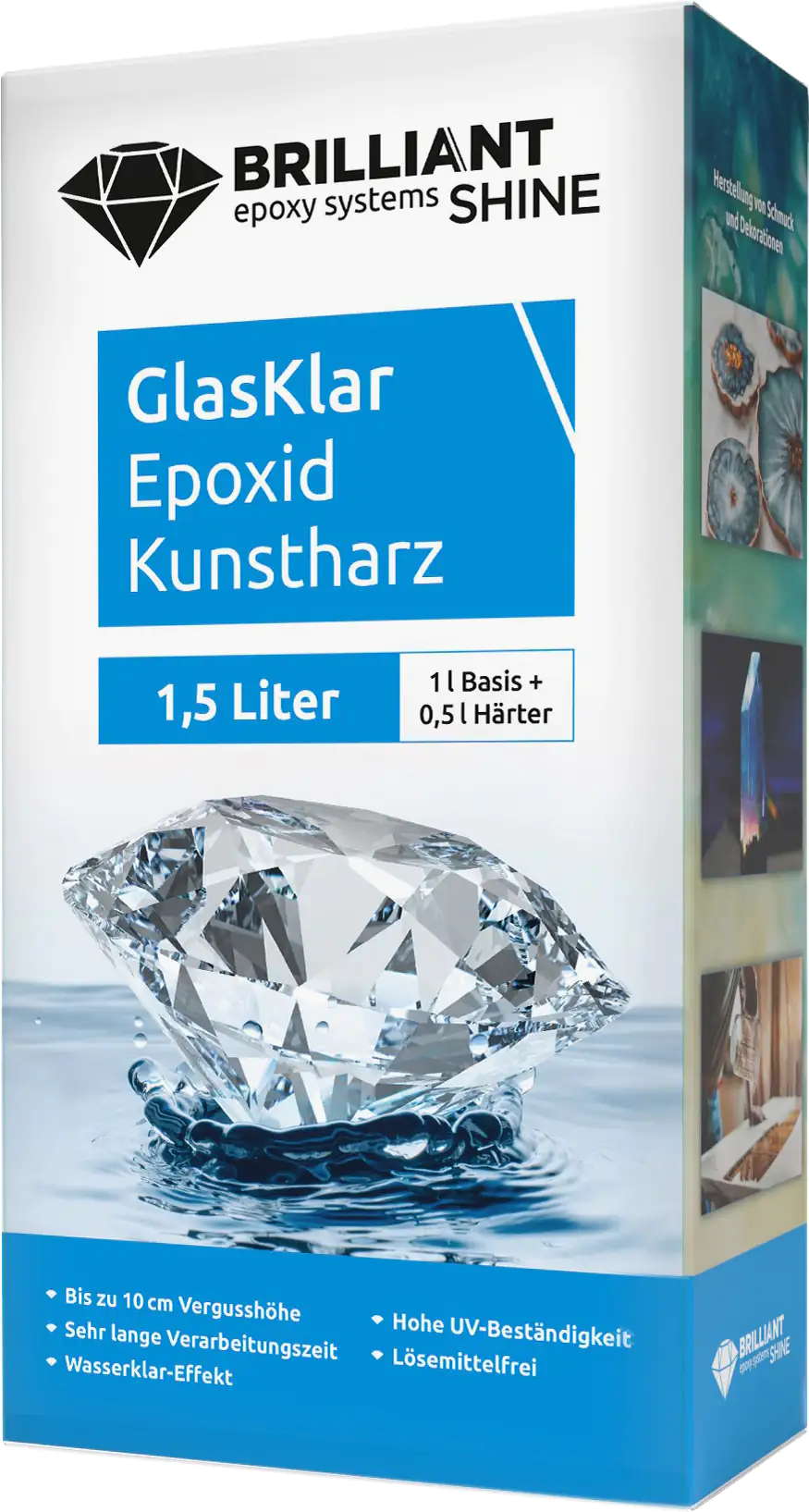 4031396140939 Brilliant Shine Epoxid Kunstharz Glasklar Epoxidharz A+B, 1,5L