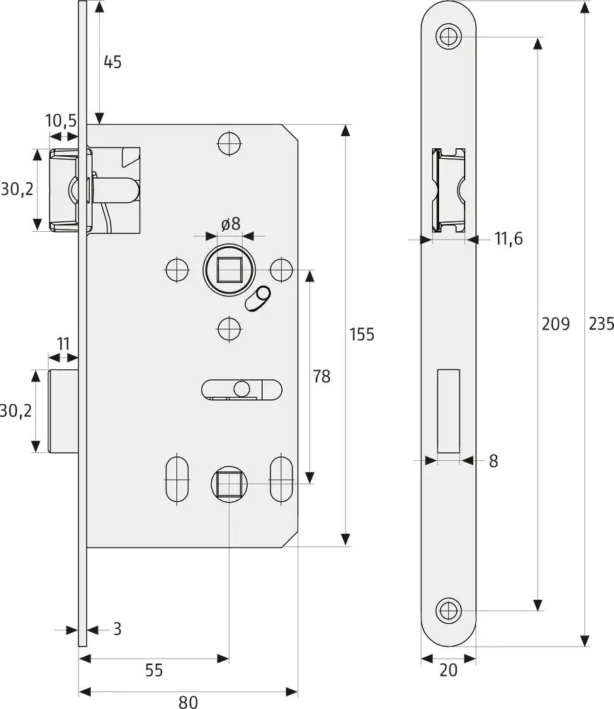 Abus Einsteckschloss ES Bad