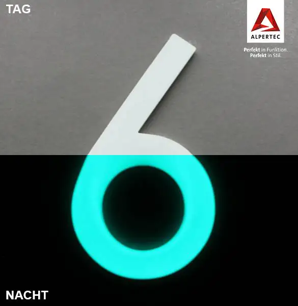 Alpertec Hausnummer 6 Selbstklebend Nachtleuchtend Alpertec Hausnummer 6 Selbstklebend Nachtleuchtend
