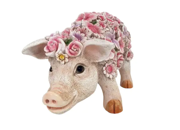 Dekofigur Blumenschwein stehend 16 x 13 x 31 cm Dekofigur Blumenschwein stehend 16 x 13 x 31 cm