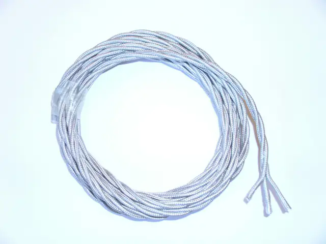 Textilkabel verseilt 3 x 0,75 - 1 Meter, hellgrau