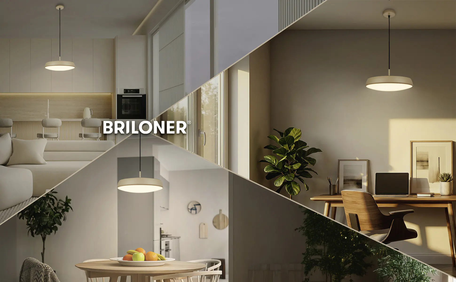 Briloner LED-Pendelleuchte Nala Ø 35 cm beige warmweiß