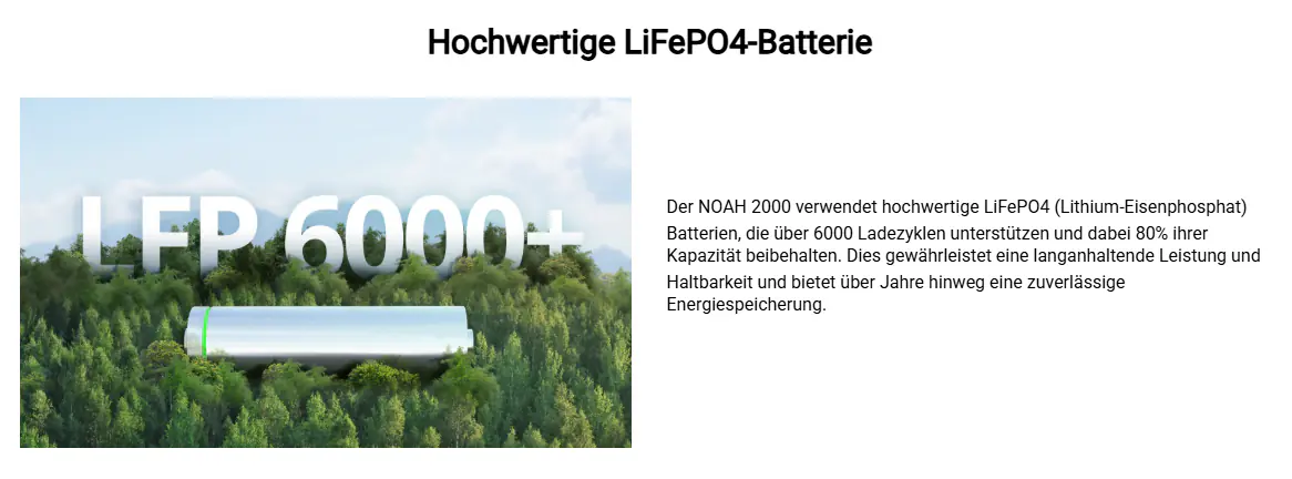 Growatt Balkonkraftwerk-Speicher Noah 2000  2048 Wh, 2 MPPT, erweiterbar
