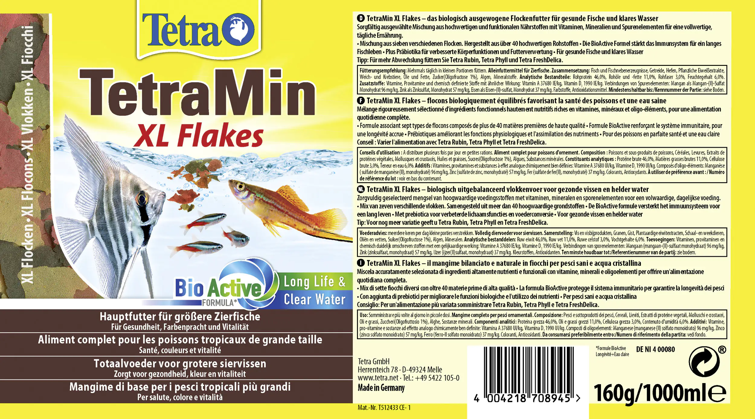 TetraMin Zierfischfutter XL-Flakes 1 L TetraMin Zierfischfutter XL-Flakes 1 L