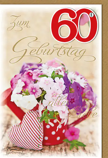 Geburtstagskarte Bunte Blumen 60. A6