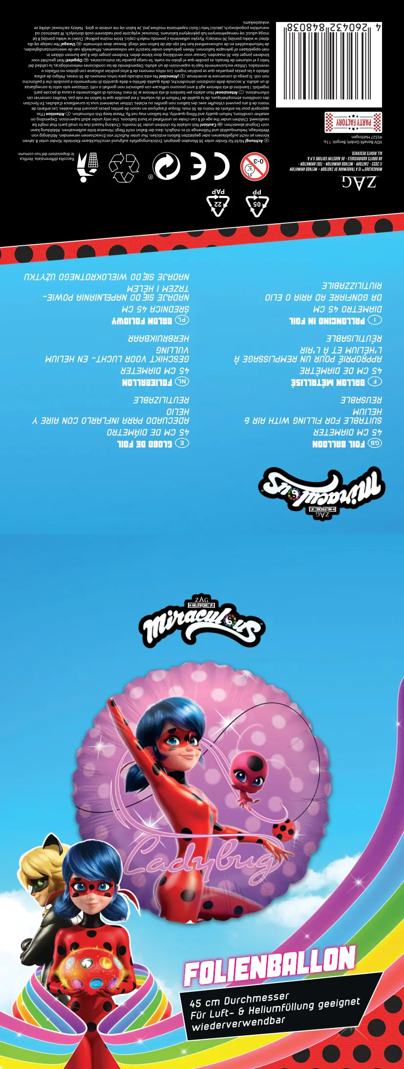 Folienballon Miraculous Ladybug Ø 45 cm Folienballon Miraculous Ladybug Ø 45 cm