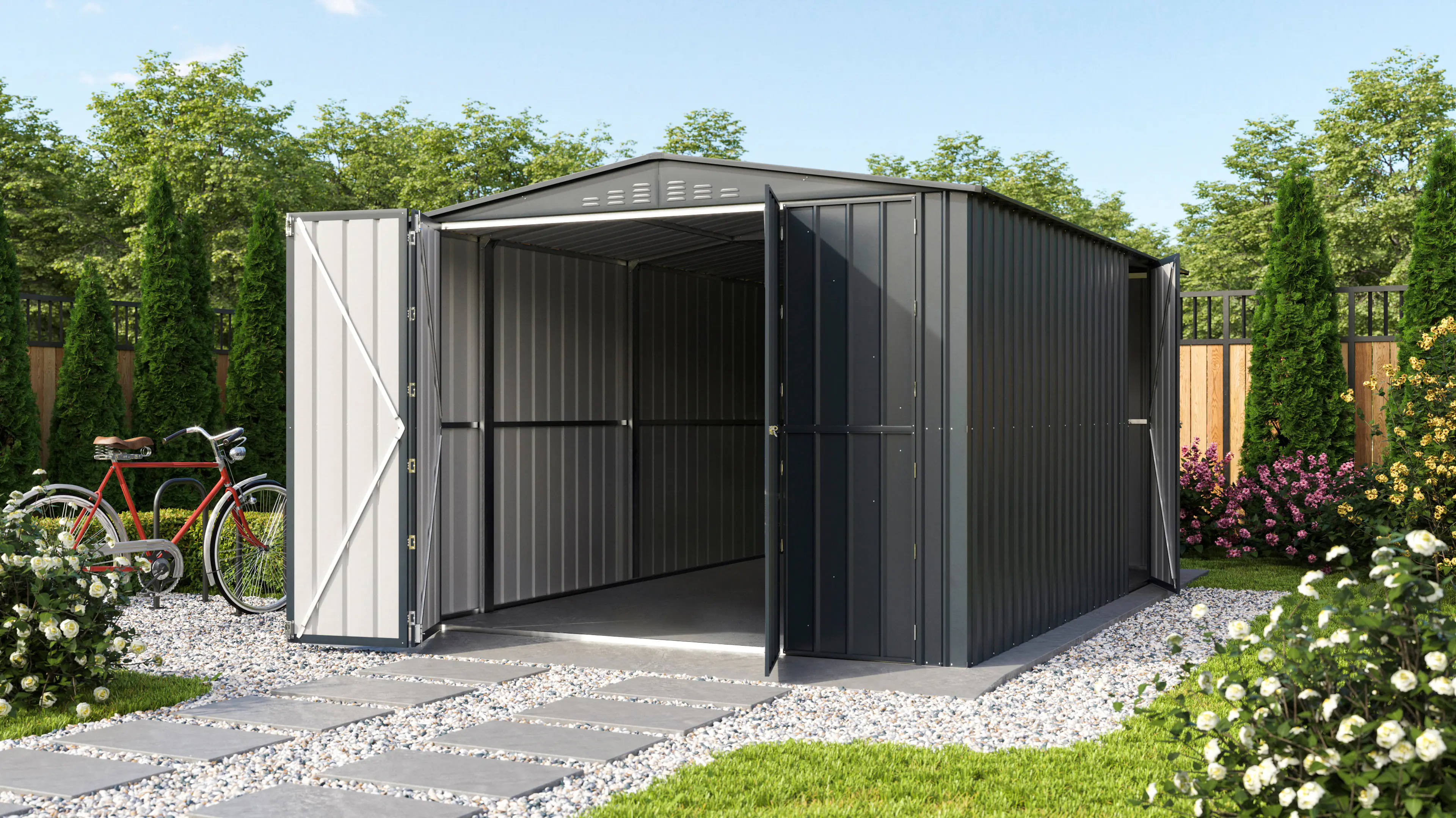 Globel Metallgerätehaus Parker MGR 1015 308 x 464 x 225 cm anthrazit