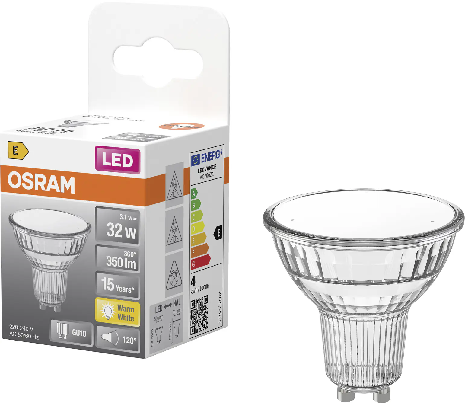 Osram LED Leuchtmittel GU10 Star PAR16 120° 3,1W warmweiß