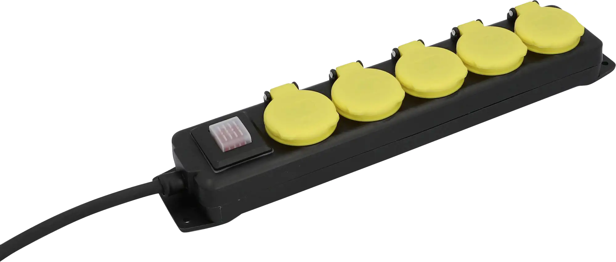 Unitec Steckdosenleiste 5-fach 1,4m für Außen, schwarz gelb