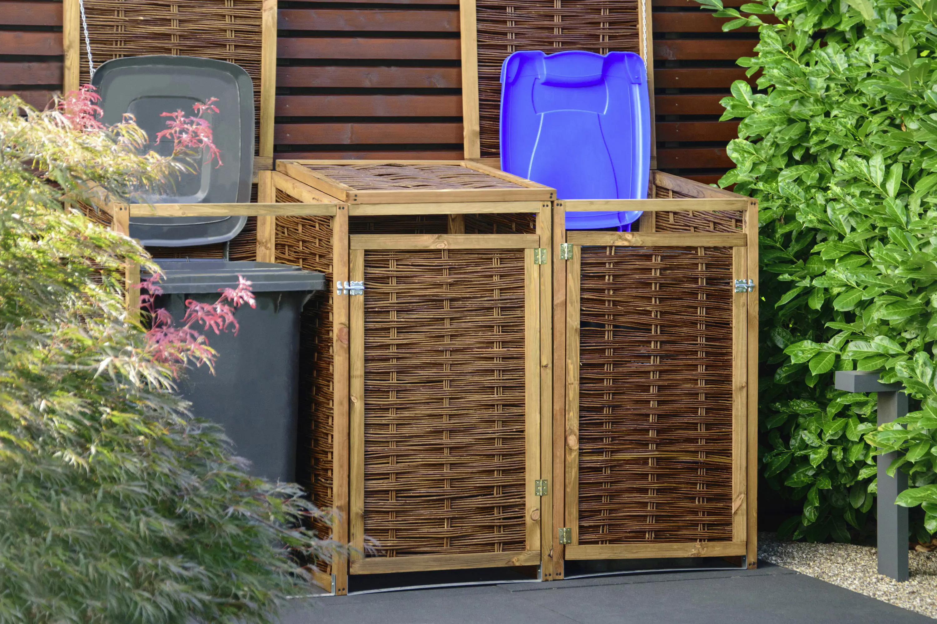 Dobar Mülltonnenbox Weide ungeschält 137 x 83 x 132cm