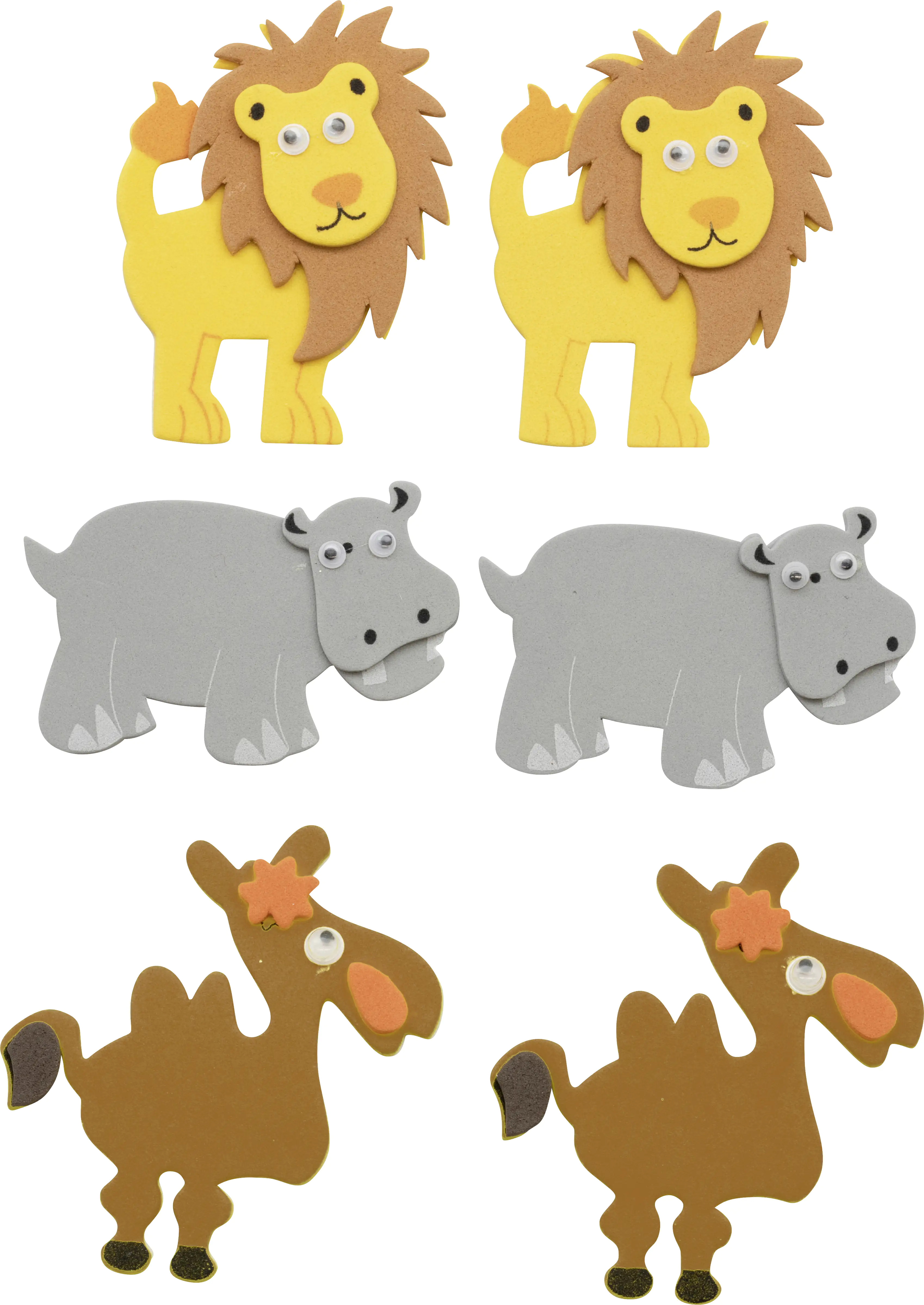 Glorex Moosgummi Sticker Afrika 2 selbstklebend , 12 Stück