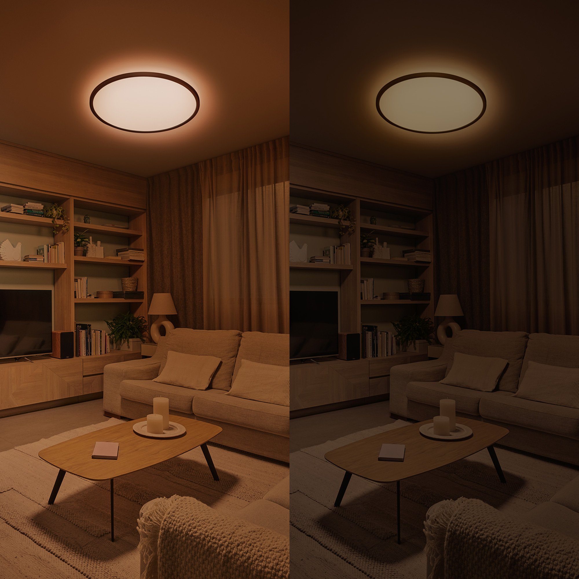 Philips LED-Deckenleuchte Valen schwarz Ø 42 x 2 cm warmweiß-kaltweiß dimmbar