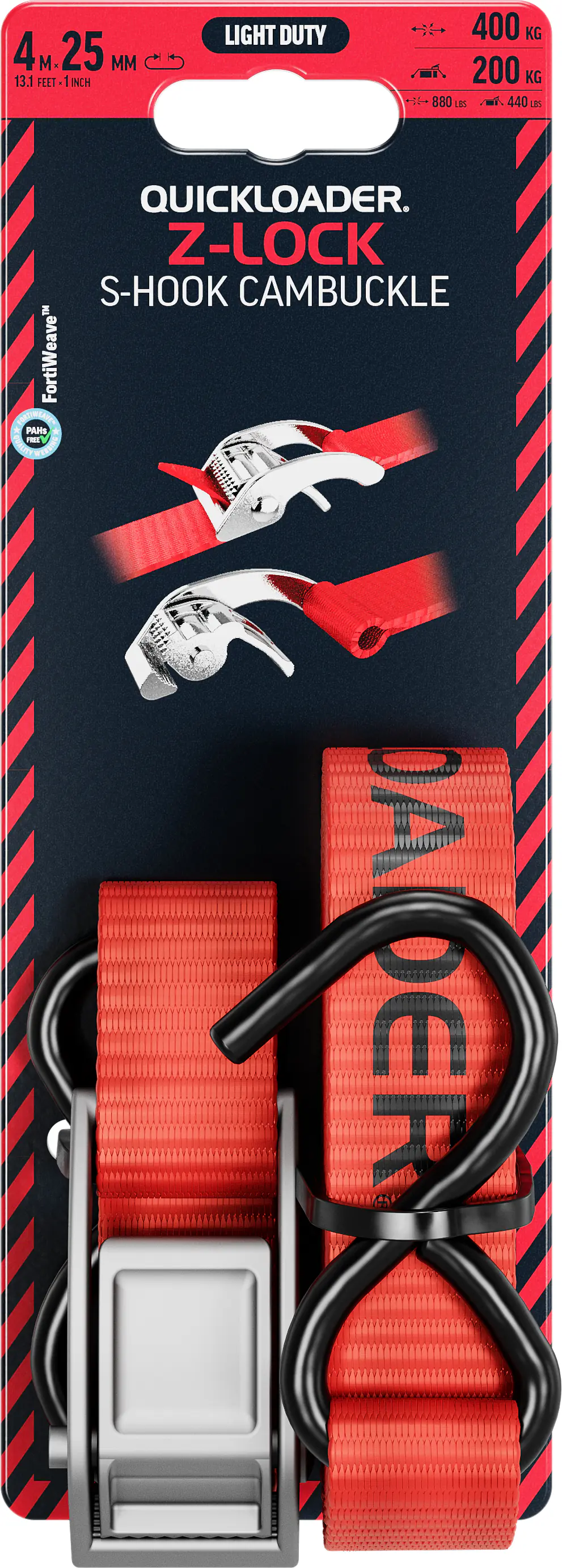 QUICKLOADER® Spanngurt Cambuckle mit Gurtklemme 25 mm x 4 m 1 Stück rot QUICKLOADER® Spanngurt Cambuckle mit Gurtklemme 25 mm x 4 m 1 Stück rot