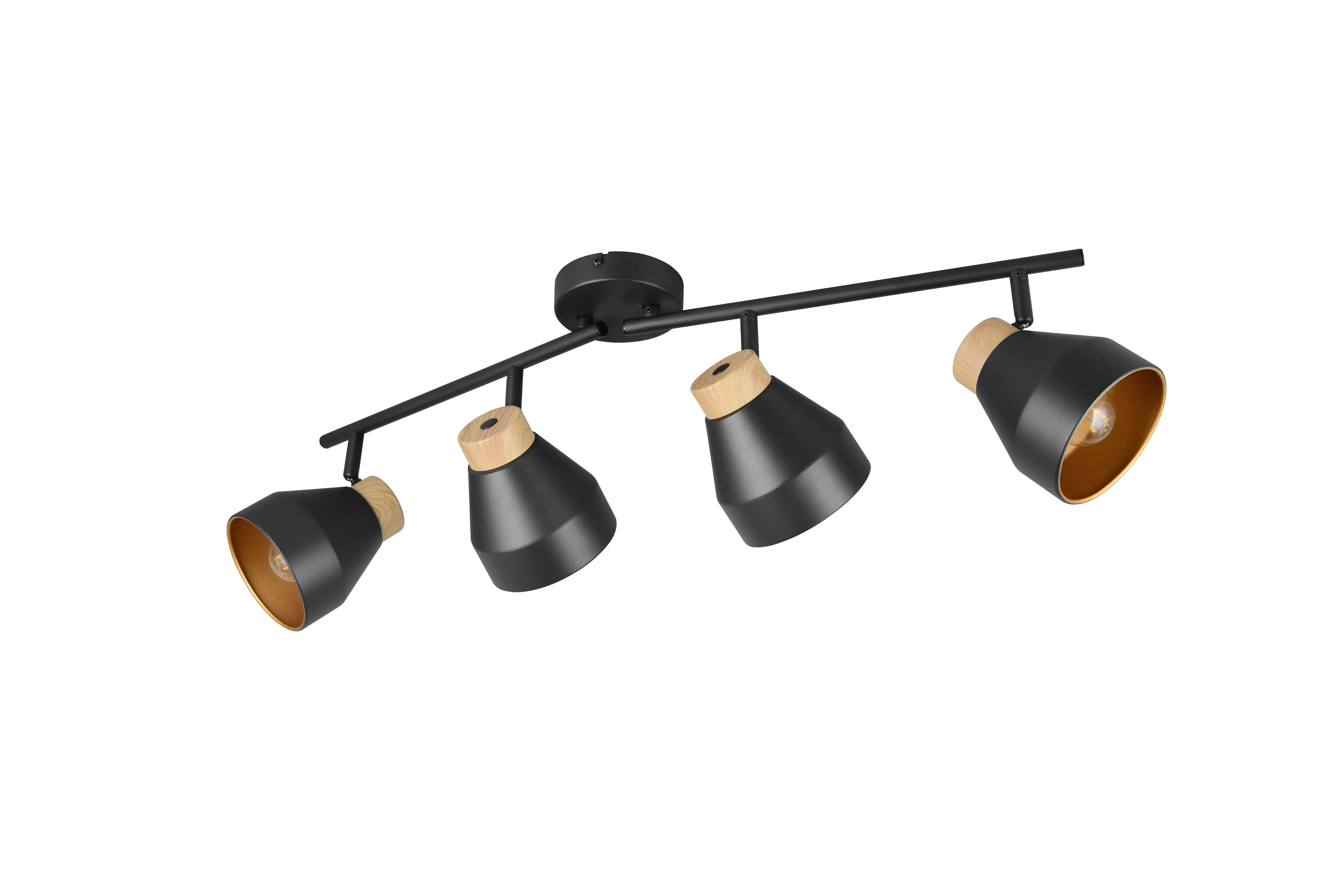 Trio LED-Deckenlampe 4er Spot Valentin 22 x 71,5 cm schwarz matt/natur