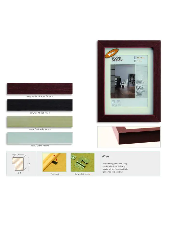 Holz Bilderrahmen Wien weiß, 30 x 40 cm