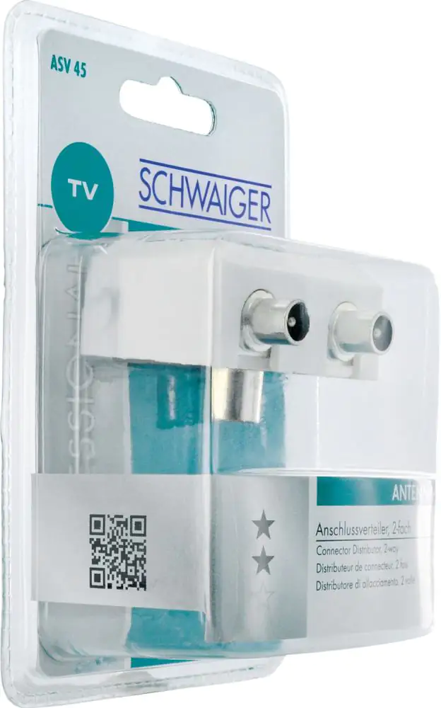 Schwaiger Aufsteckverteiler ASV45 532 für TV weiß, 1x IEC Buchse auf 2x IEC Stecker Schwaiger Aufsteckverteiler ASV45 532 für TV weiß, 1x IEC Buchse auf 2x IEC Stecker