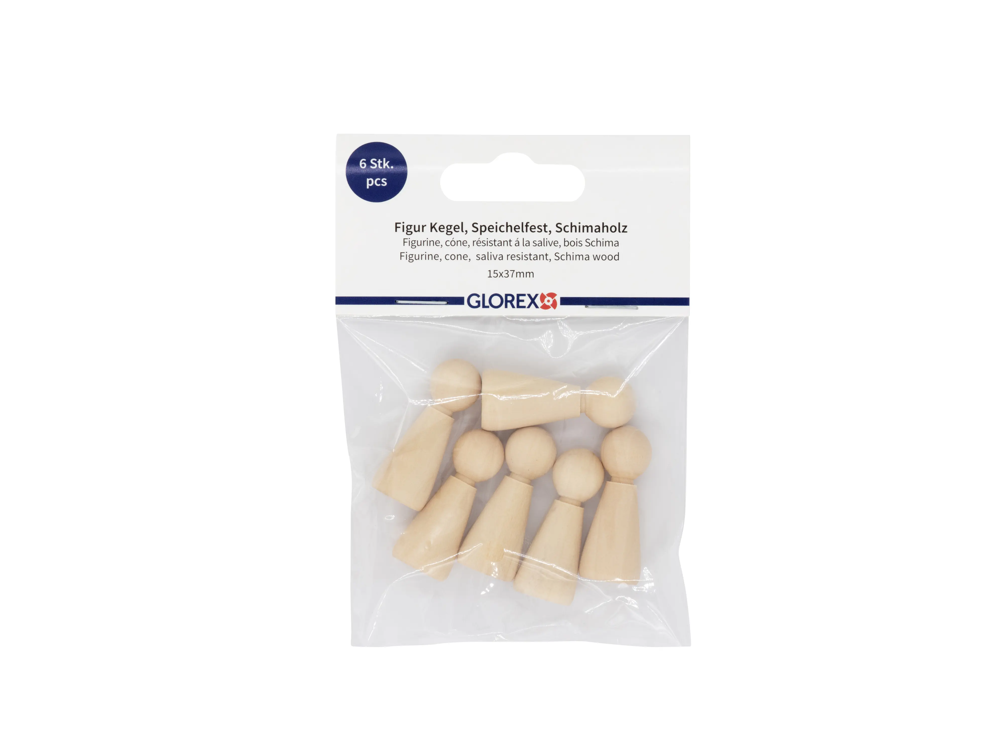 Glorex Dekofigur Kegel 1,5 x 3,7 cm natur - 6 Stück