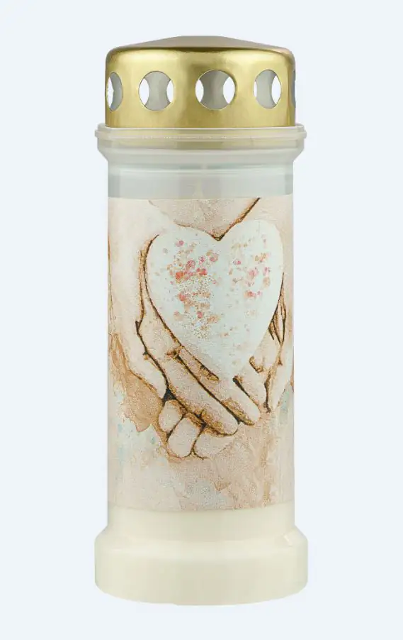 Bolsius Grablicht Nr. 6 Hände weiß mit Deckel