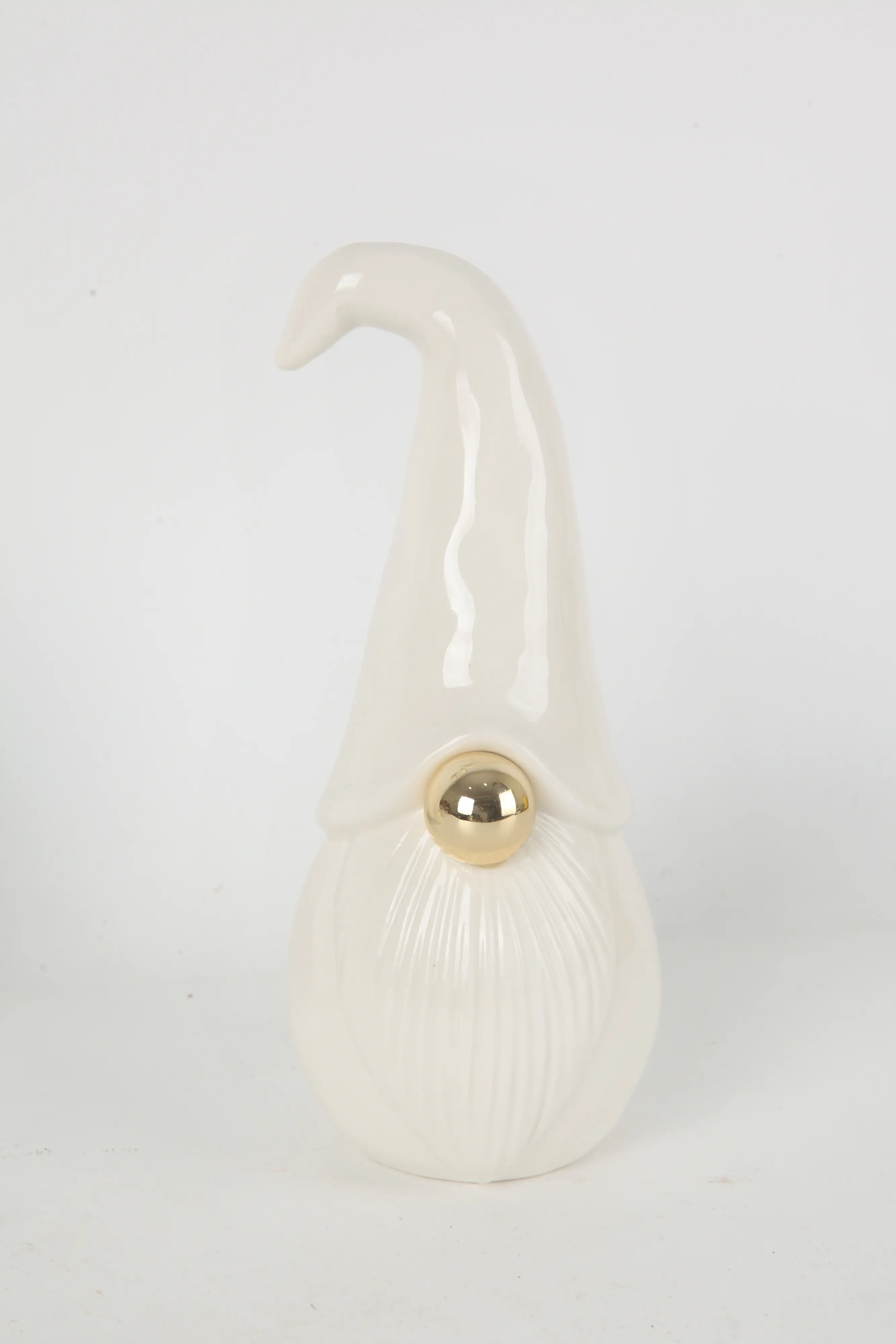 TrendLine Deko Weihnachtsmann Keramik 8 x 8,5 x 18,5 cm weiß/gold