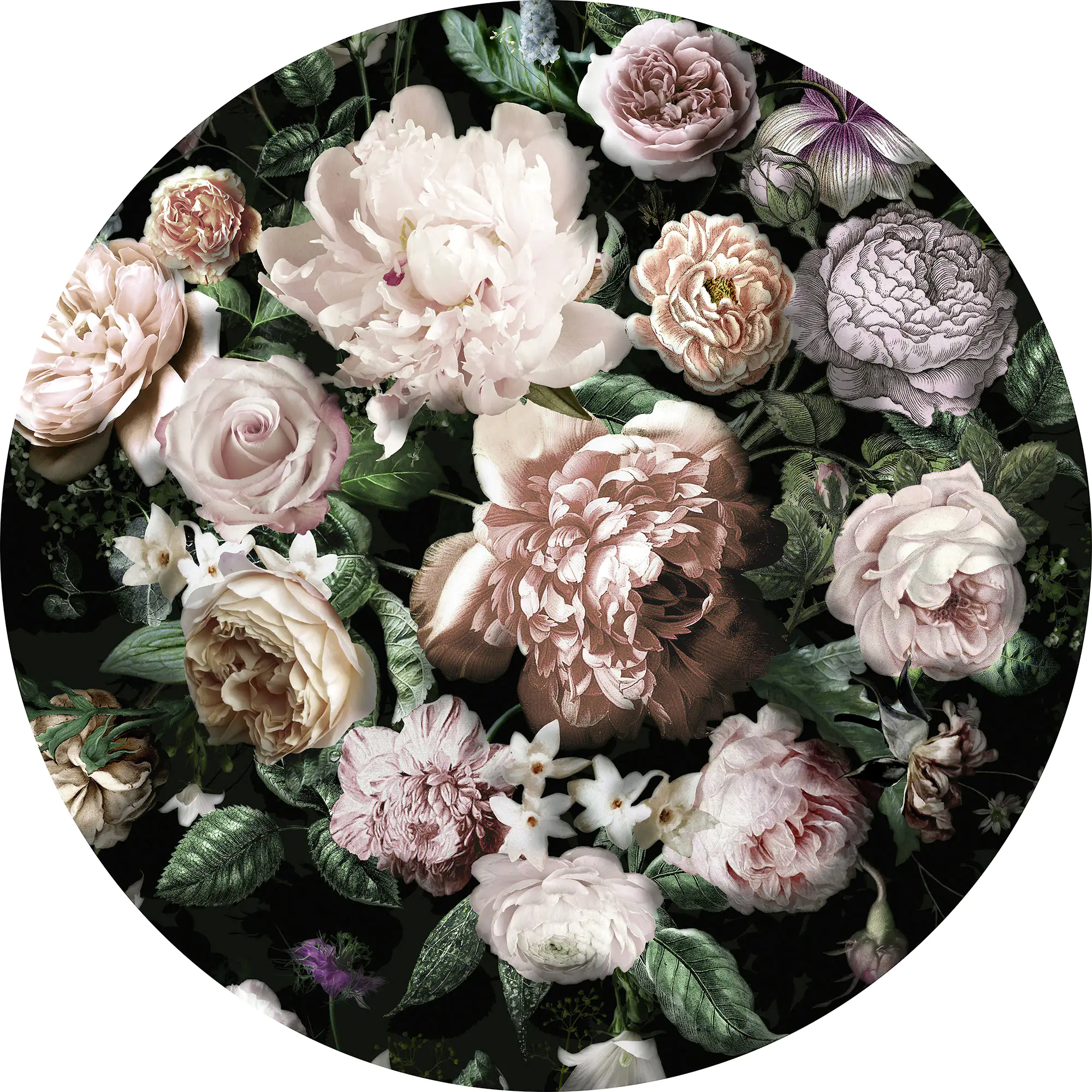 Komar Vlies Fototapete Dot Flower Couture Ø 125 cm, selbstklebend