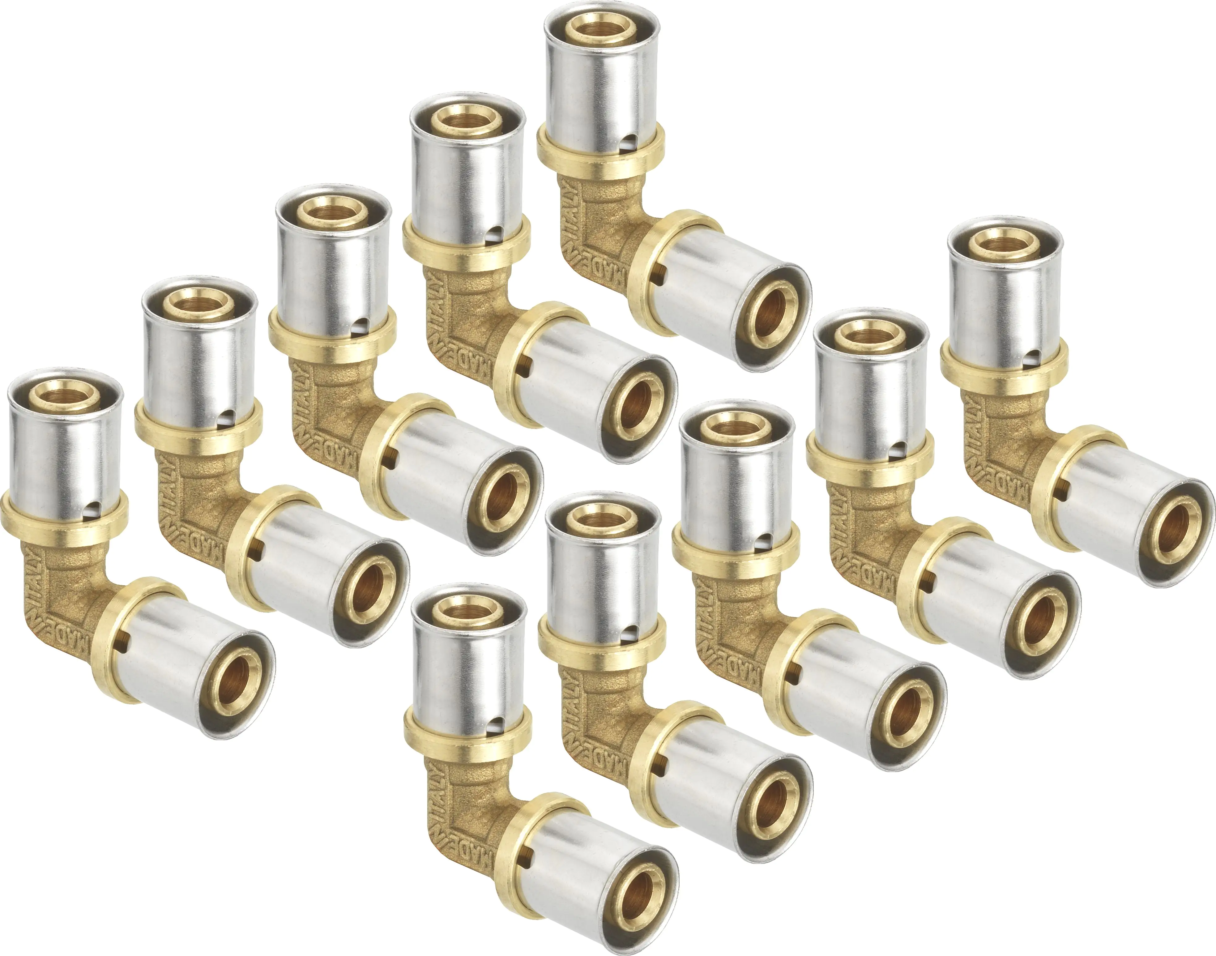 Cornat Press-Winkel 90° komplett Messing/Edelstahl, ø 16 mm, 10 Stück