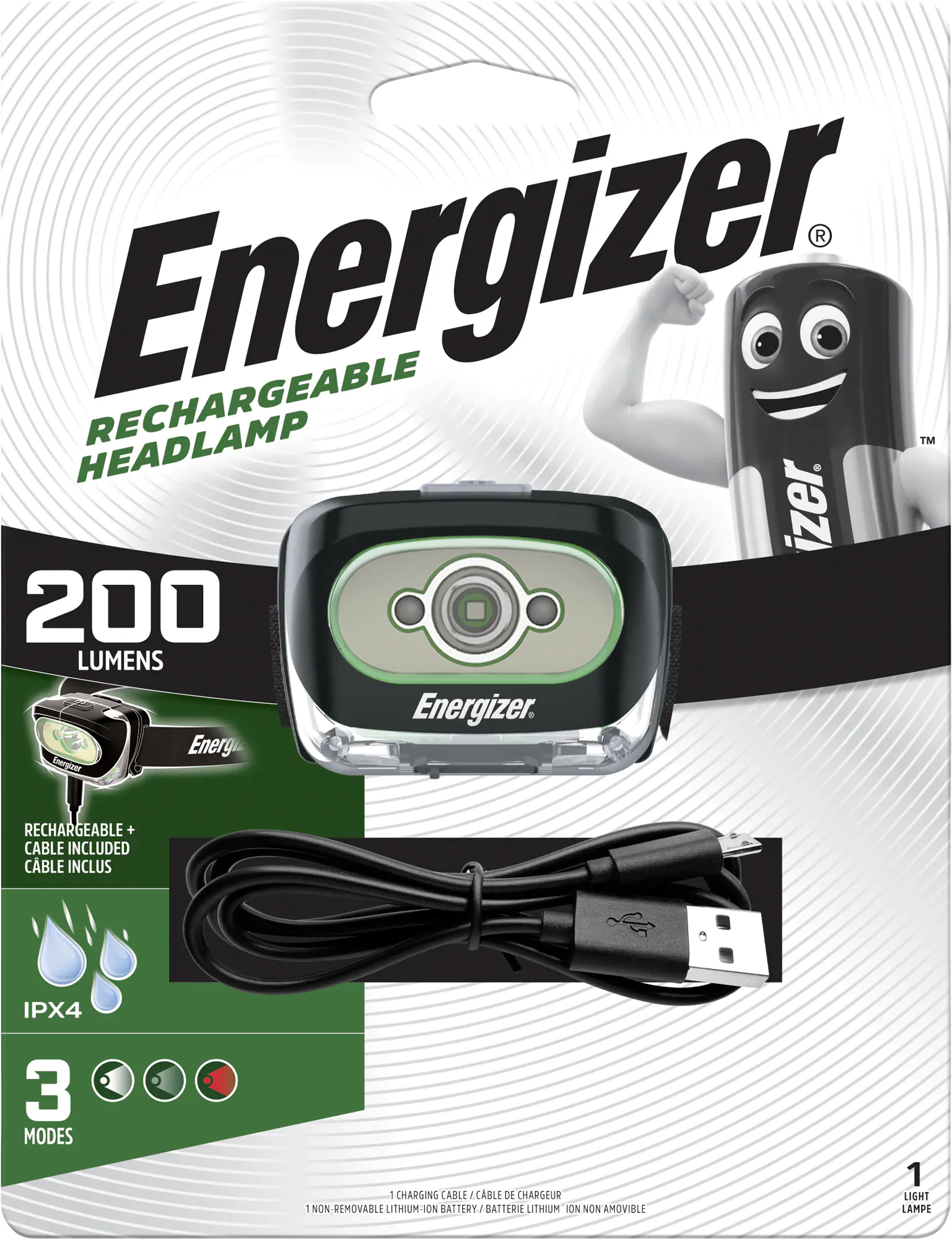 Energizer Kopflampe Value Rechargeable 200 lm wiederaufladbar per USB
