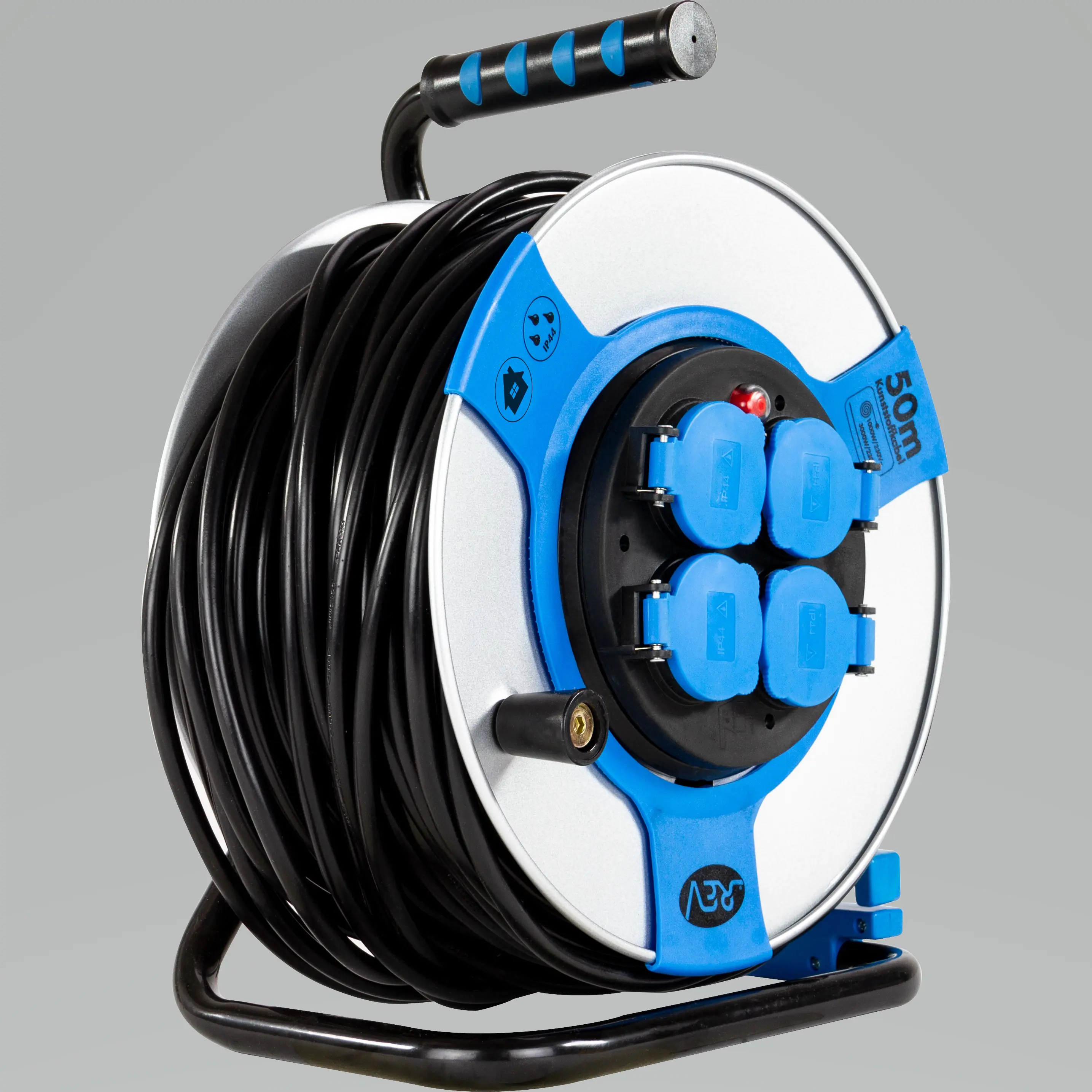 REV Kabeltrommel 50m H0VV-F3G 1,5 mm²  Stahl schwarz blau REV Kabeltrommel 50m H0VV-F3G 1,5 mm²  Stahl schwarz blau