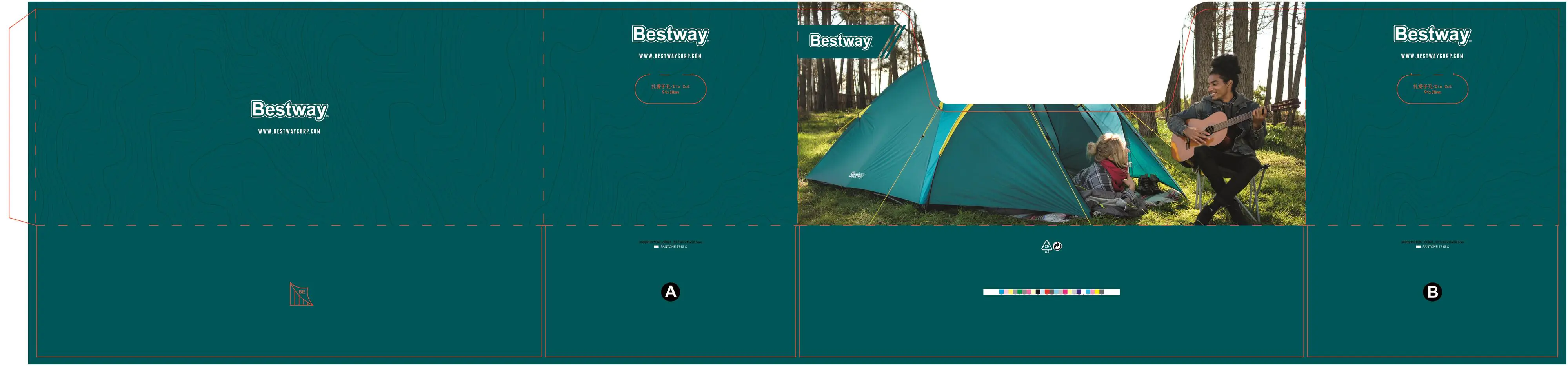 Bestway 4-Personen-Zelt Active Ridge 4 grün-gelb 310 x 240 x 130 cm 