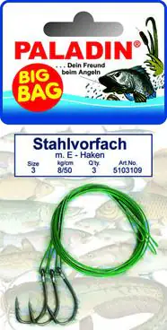 Paladin Stahlvorfach Einzelhaken Gr. 4 Tragkraft 6 kg Länge 50cm 3 Stück