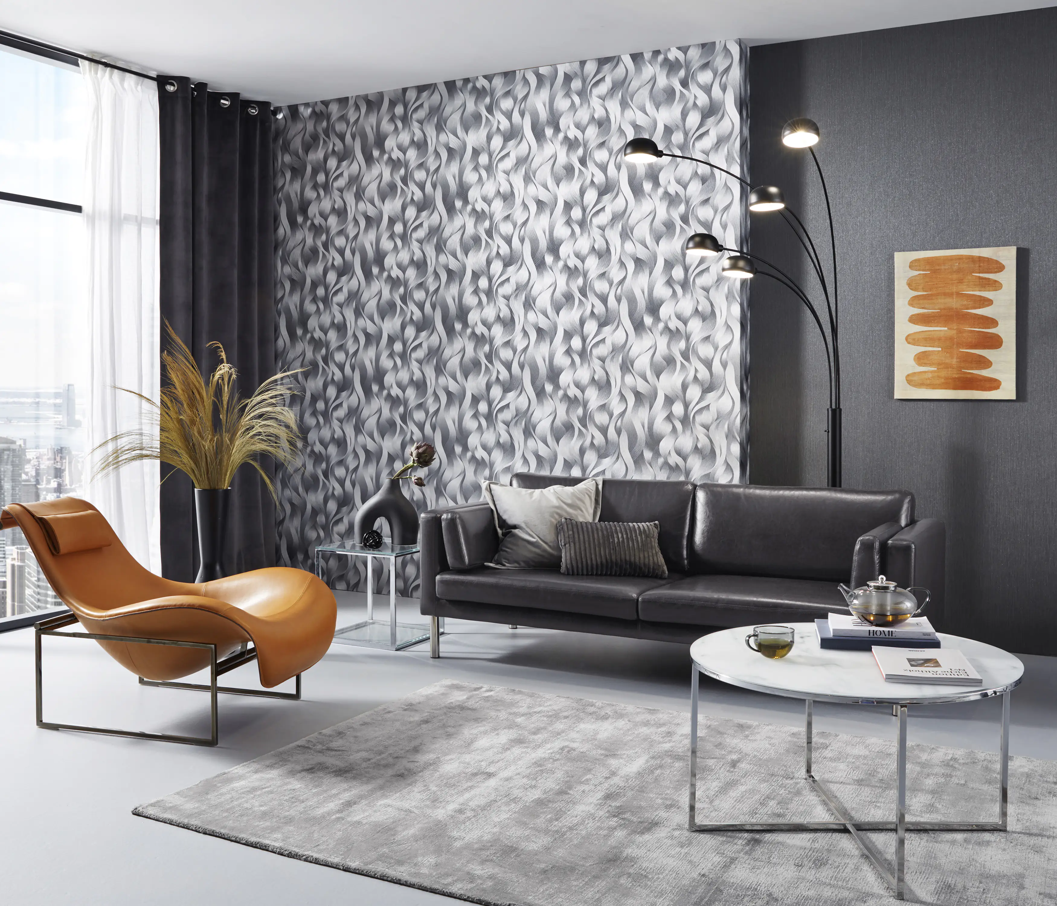 Erismann Vliestapete 10204-15 ELLE Decoration Welle schwarz 10,05 x 0,53 m