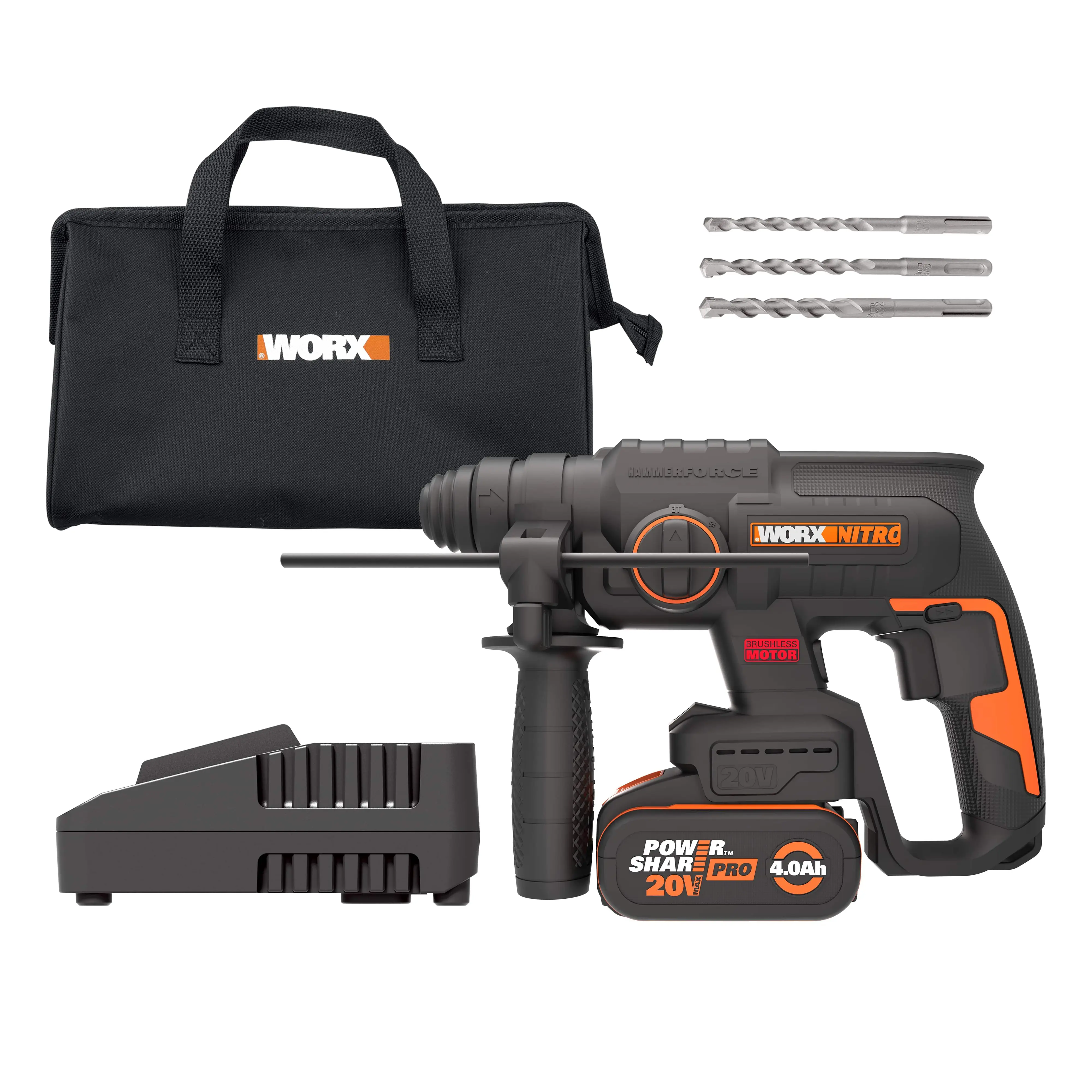 Worx NITRO Akku-Bohrhammer WX381 20 V inkl. 4 Ah Akku & Ladegerät