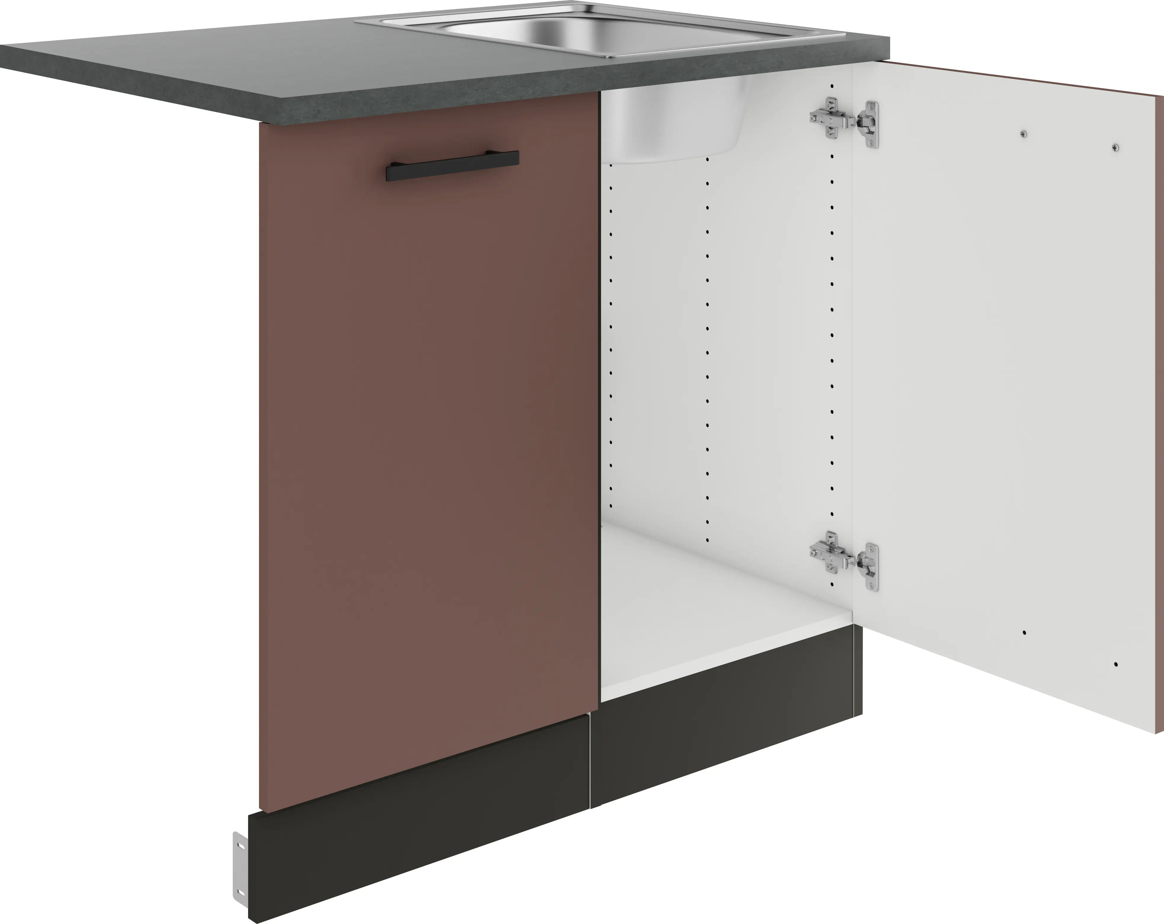 Optifit Spüle mit Unterschrank-Set Nizza 407 rostrot/anthrazit 90 cm