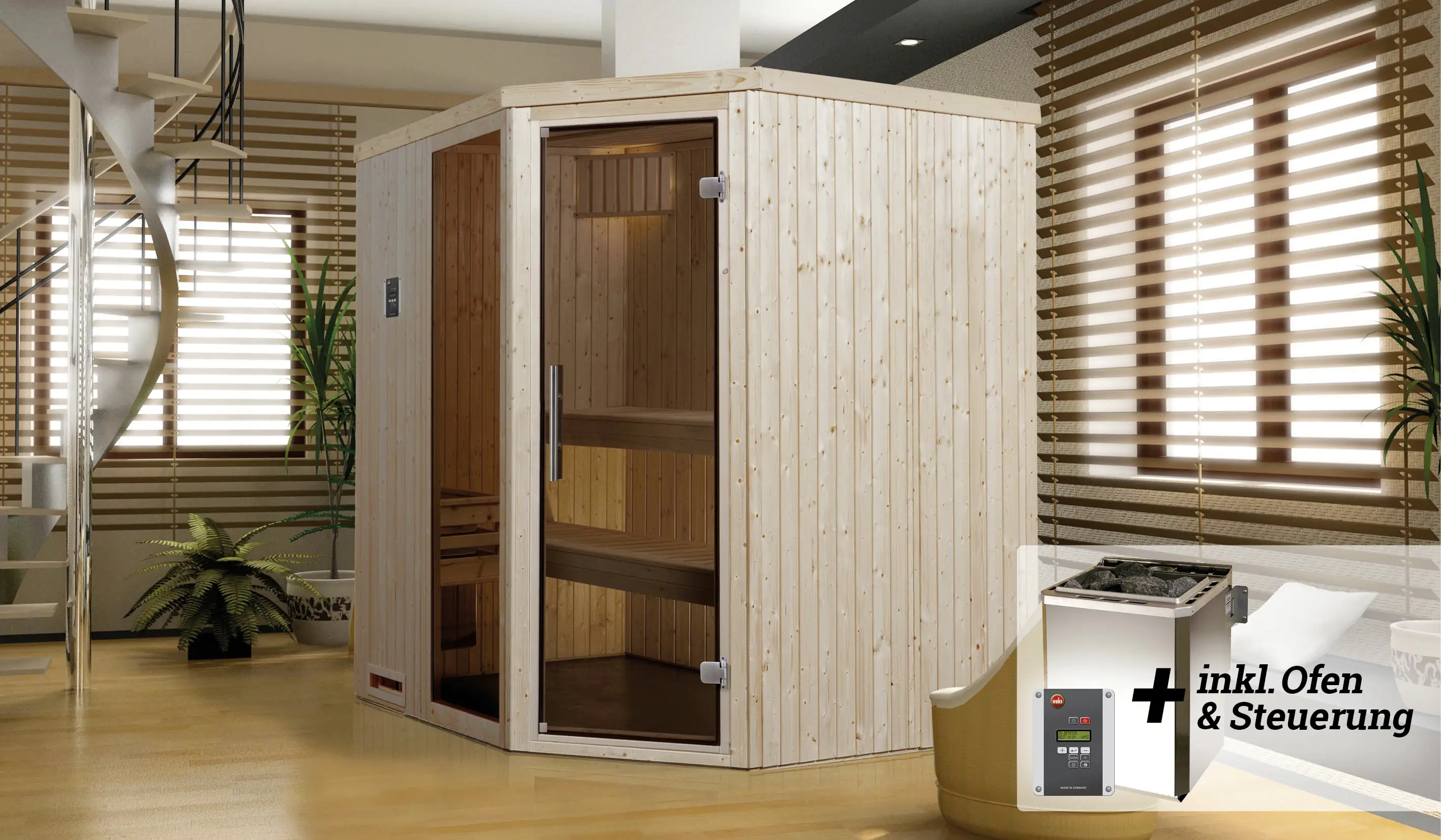 Weka Elementsauna Varberg Gr. 2 Sparset 7,5 kw BioS