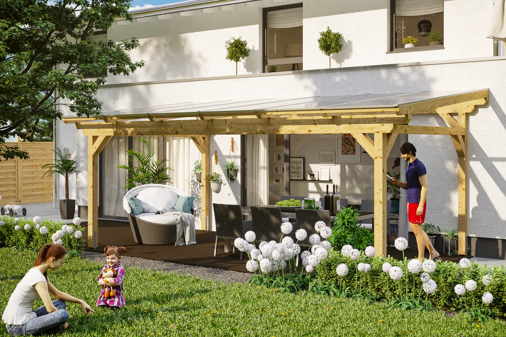 SKAN HOLZ Terrassenüberdachung Sanremo 648 x 300 cm, Leimholz, natur