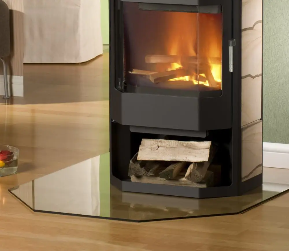 FireFix Bodenplatte Glas 100 x 110 cm Sechseck Funkenschutzplatte